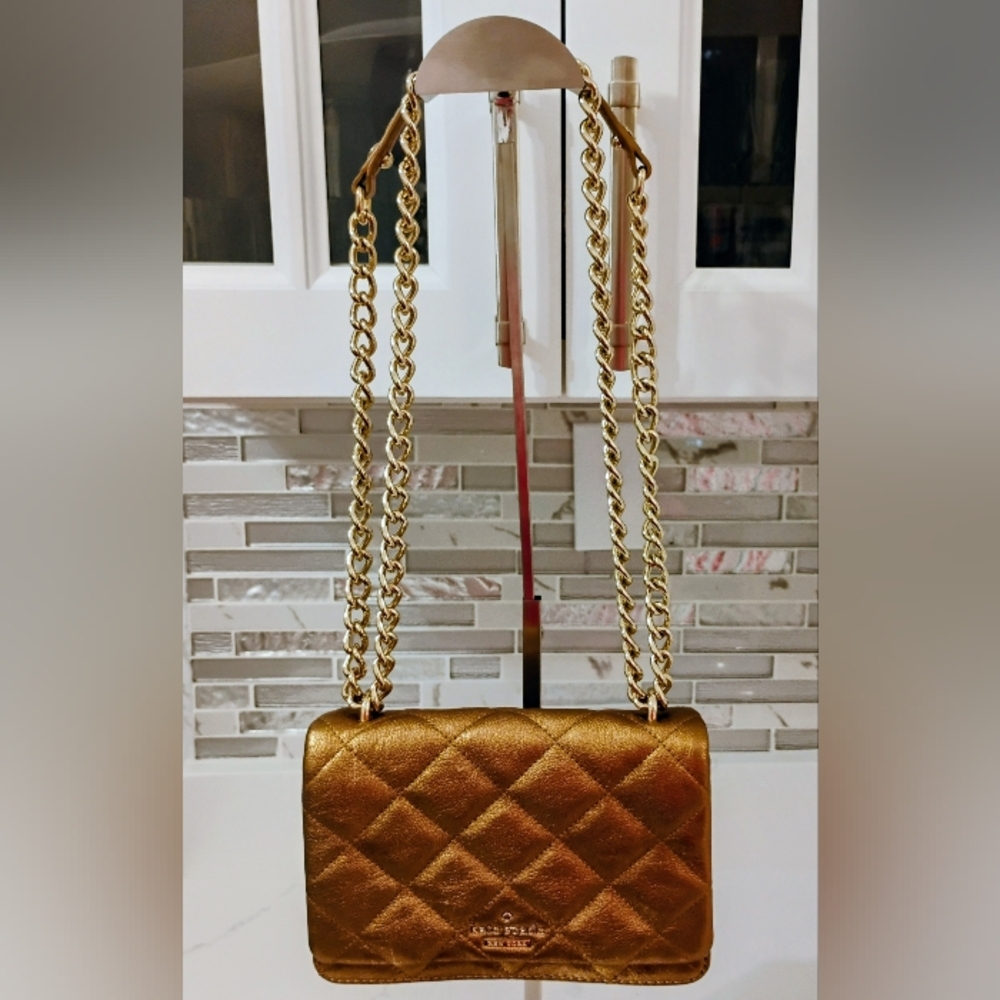 Kate Spade Crossbody Bag - Metallic Gold Quilted with GHW - LIKE NEW